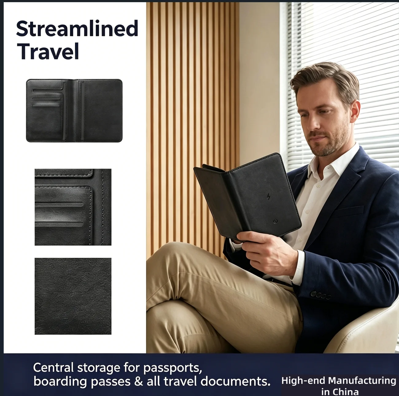 Travel Accessories Apple - محفظة جواز سفر ذكية مع جهاز
