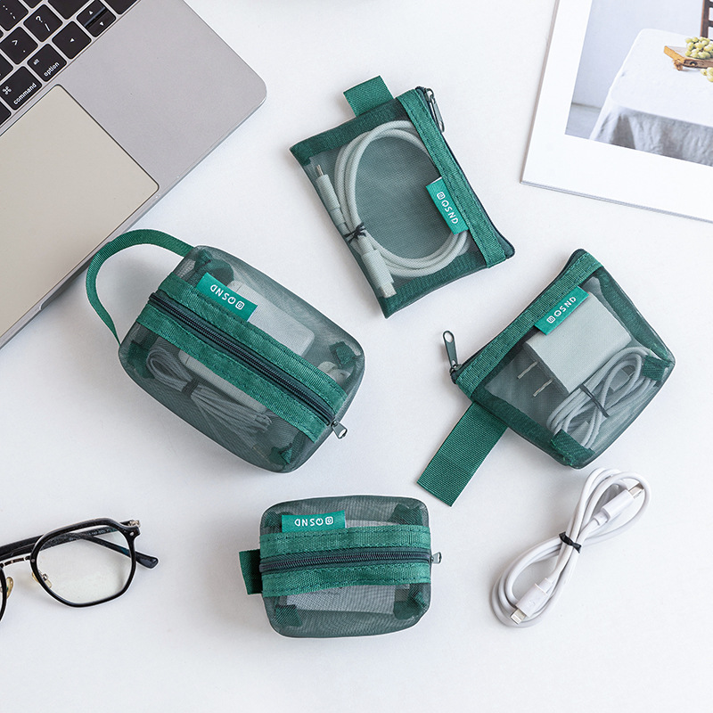 Cable Organizer Travel - حقيبة تخزين شفافة من الشبك لتخزين
