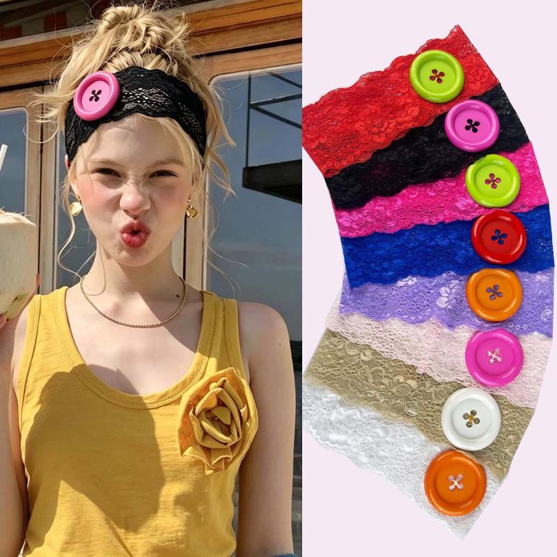 Travel Yoga Accessories - عصابة رأس عريضة مرنة من الدانتيل