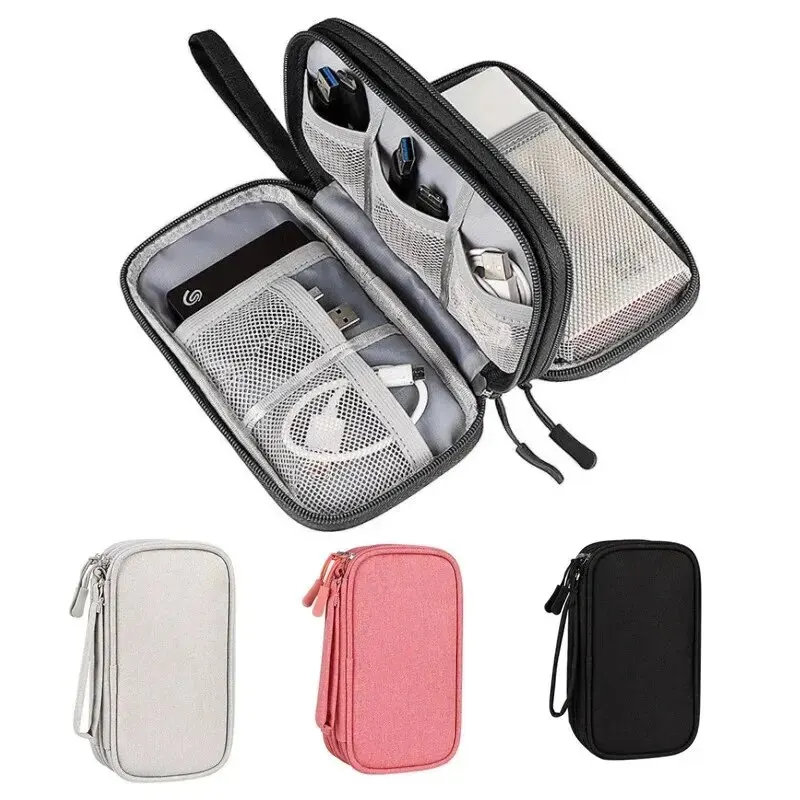 Cable Organizer Travel - حقيبة تنظيم السفر الجديدة باللون الرمادي/الأسود/الوردي/الكحلي،