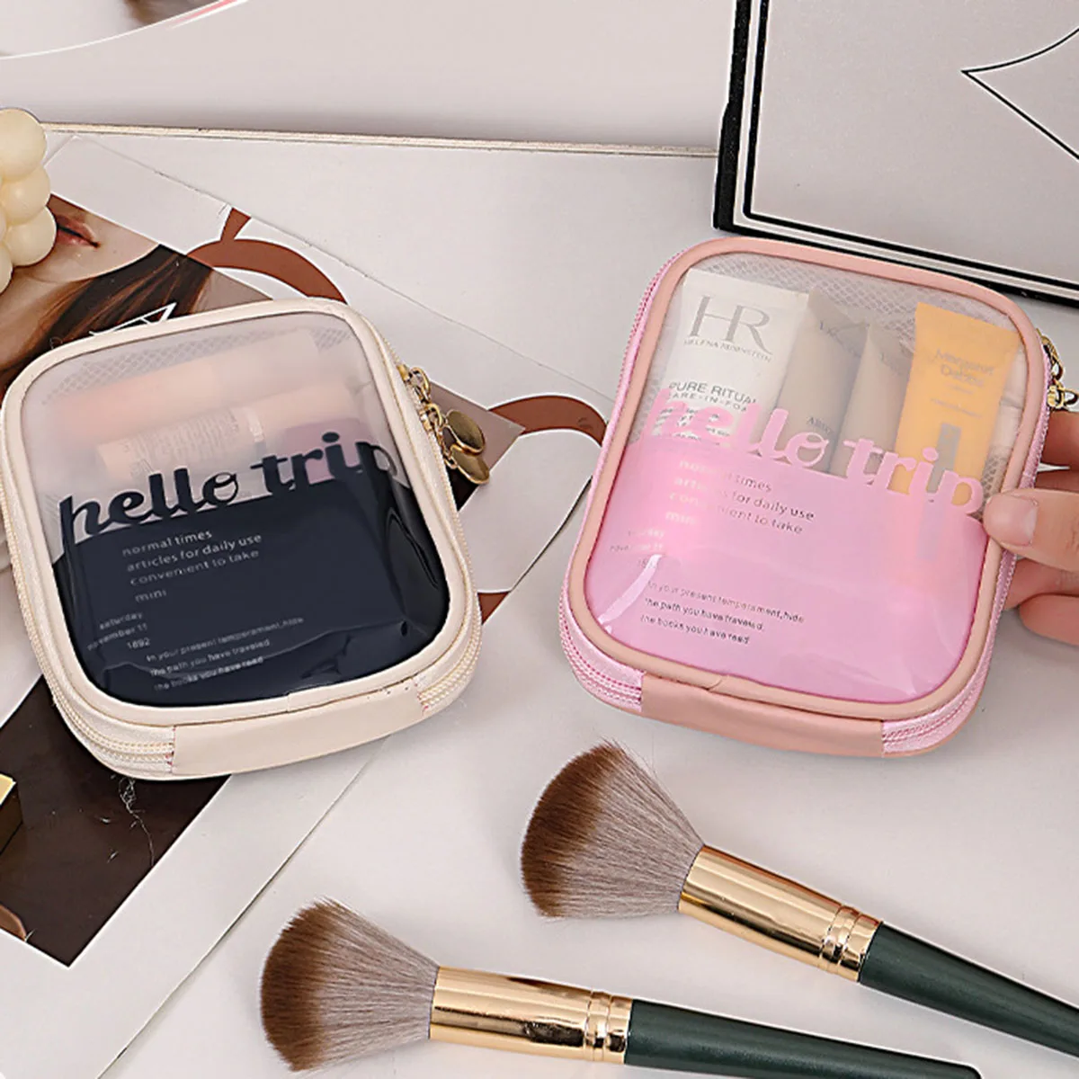 حقيبة مستحضرات تجميل شفافة محم - مراجعة Cable Organizer Travel وسعره
